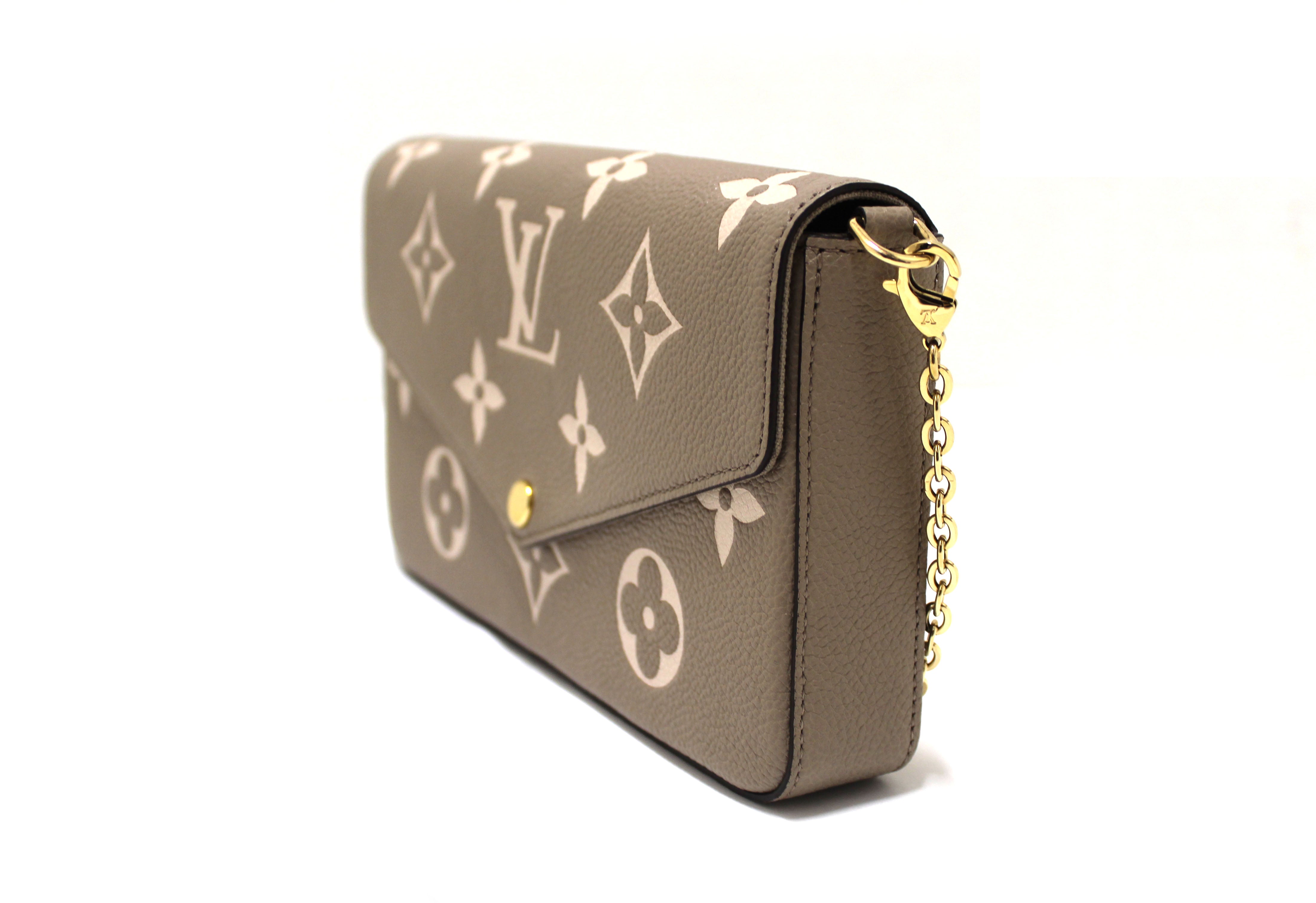 Authentic Louis Vuitton Cream/Dove Monogram Empreinte Felicie Pochette Bag