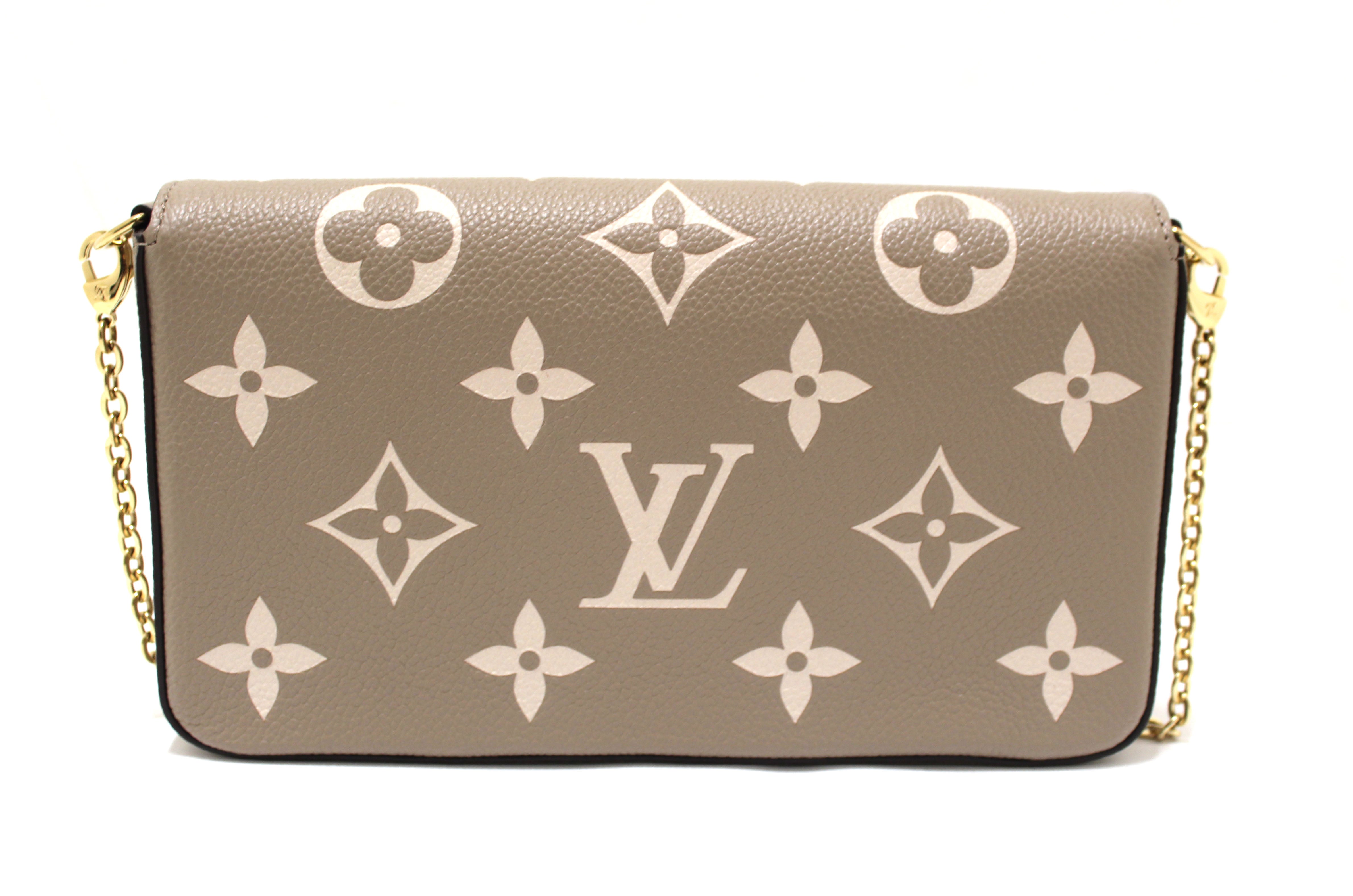 Authentic Louis Vuitton Cream/Dove Monogram Empreinte Felicie Pochette Bag