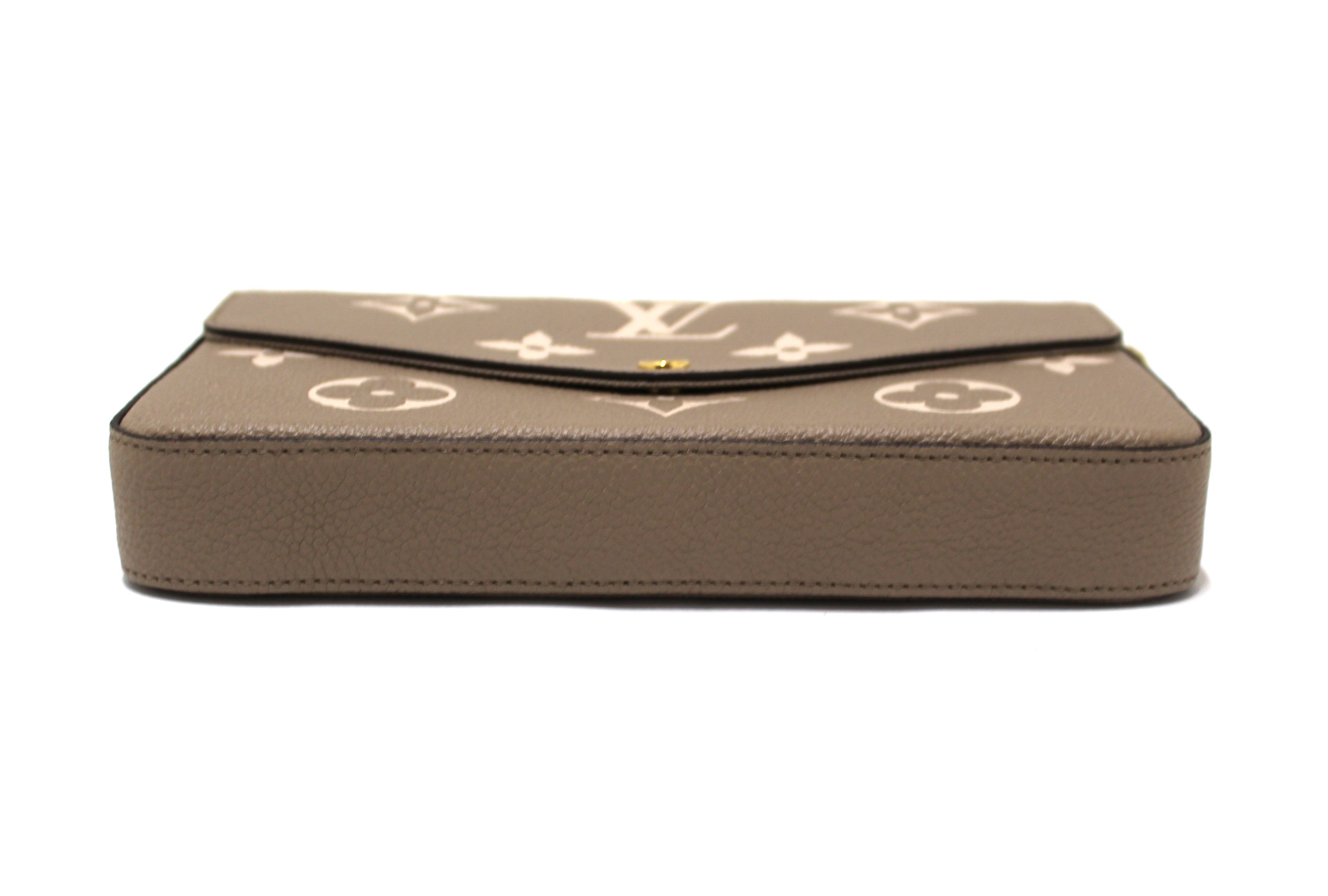 Authentic Louis Vuitton Cream/Dove Monogram Empreinte Felicie Pochette Bag