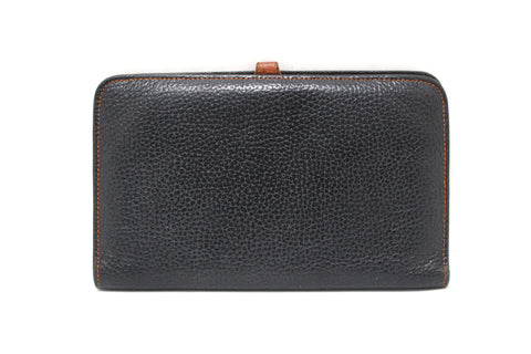 Authentic Hermes Black/Brown Bi-Color Togo Leather Dogon Wallet
