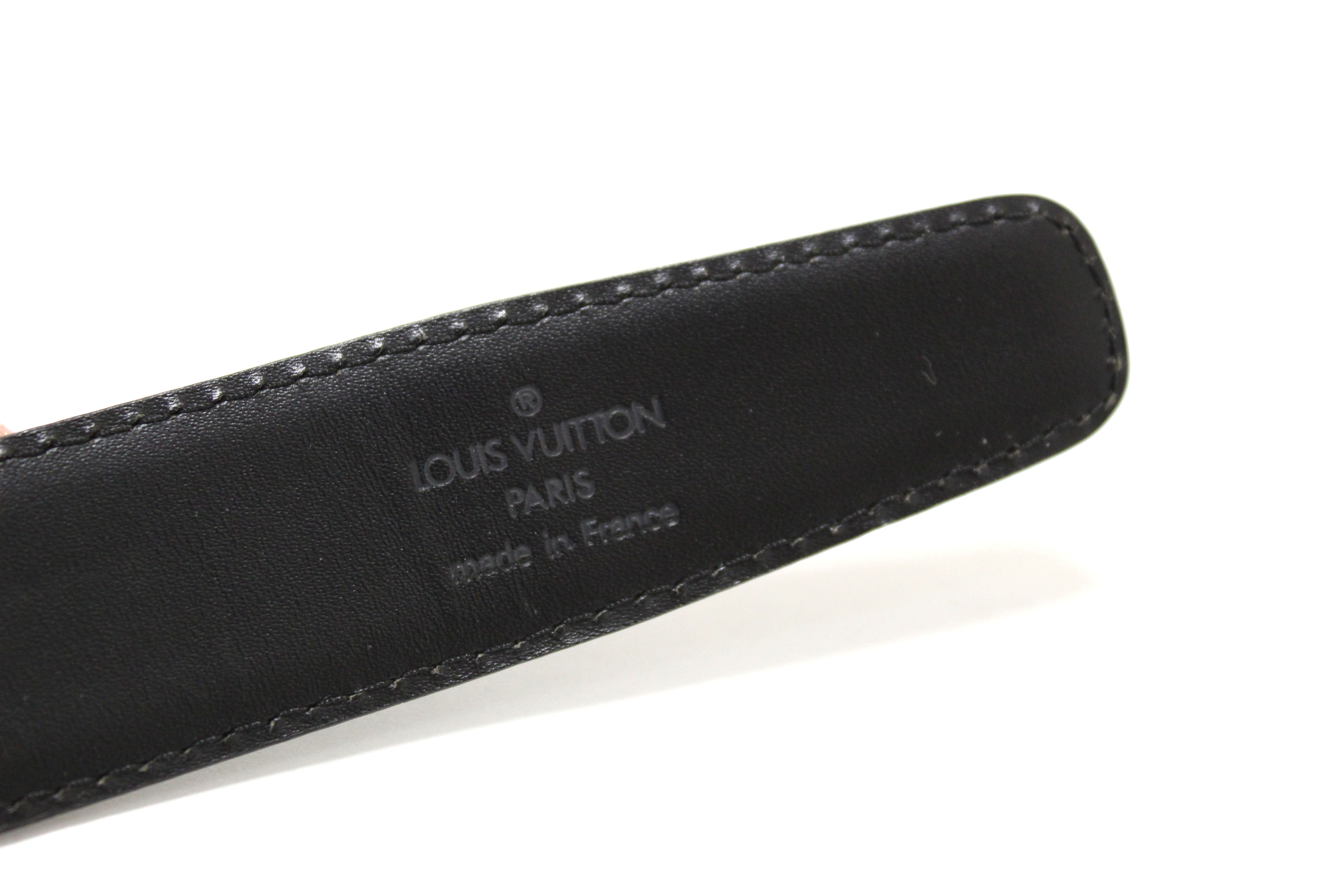 Authentic Louis Vuitton Black Epi Leather Ceinture Gold Buckle Belt Size 44