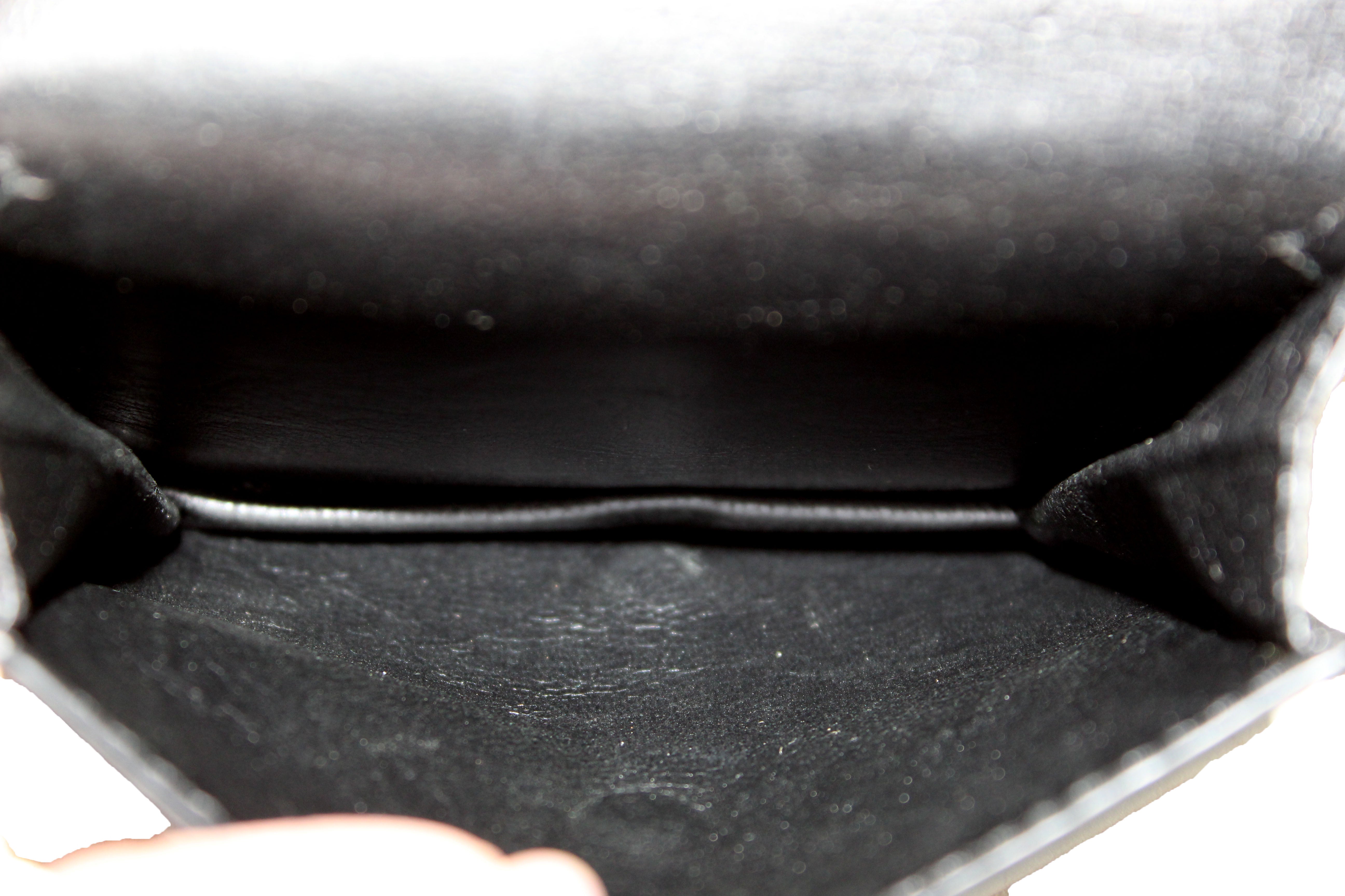 Authentic Balenciaga Black Grained Calfskin Leather Cash Mini Wallet