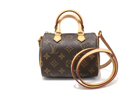 Authentic Louis Vuitton Classic Monogram Nano Speedy Crossbody Bag