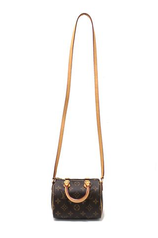 Authentic Louis Vuitton Classic Monogram Nano Speedy Crossbody Bag