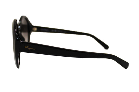 Authentic Salvatore Ferragamo Black Acetate Frame Round Sunglasses