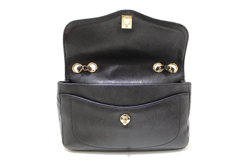 Authentic Chanel Black Leather CoCo Curve Flap Messenger Bag