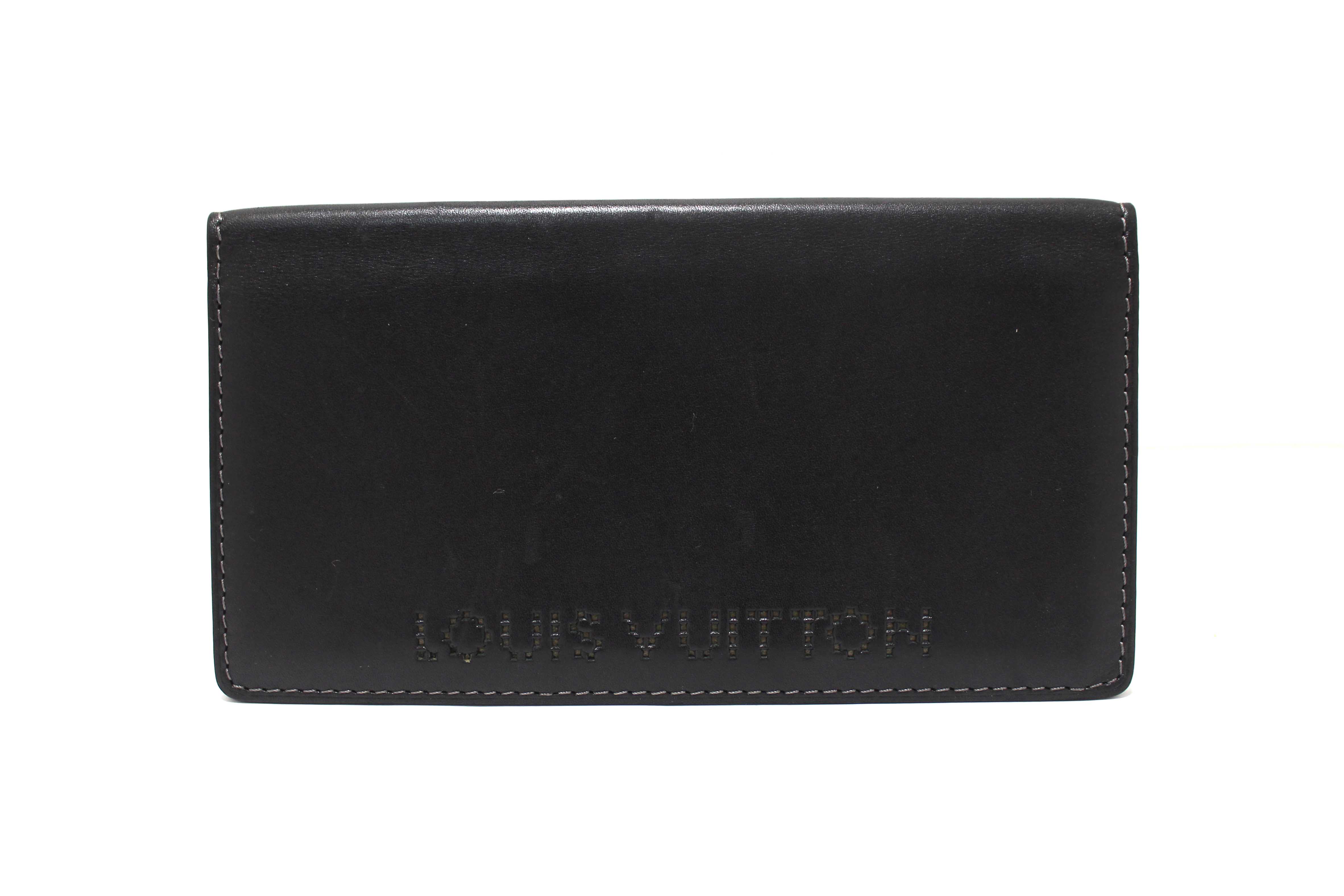 Authentic Louis Vuitton Black Leather Chicago Long Wallet