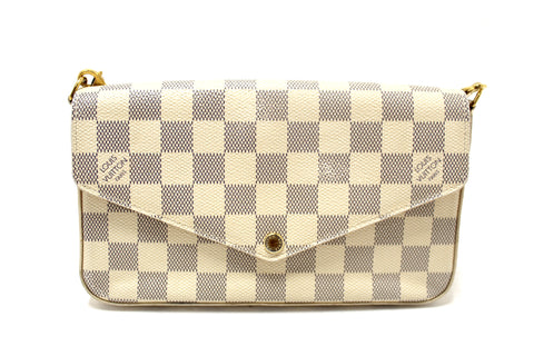 Authentic Louis Vuitton Damier Azur Felicie Pochette Crossbody Bag