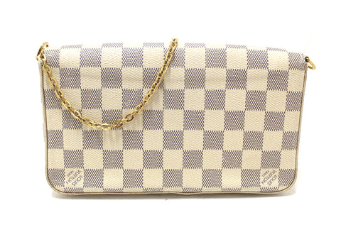 Authentic Louis Vuitton Damier Azur Felicie Pochette Crossbody Bag