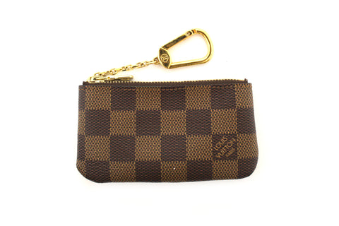 Authentic Louis Vuitton Damier Ebene Canvas Key Coin Pouch