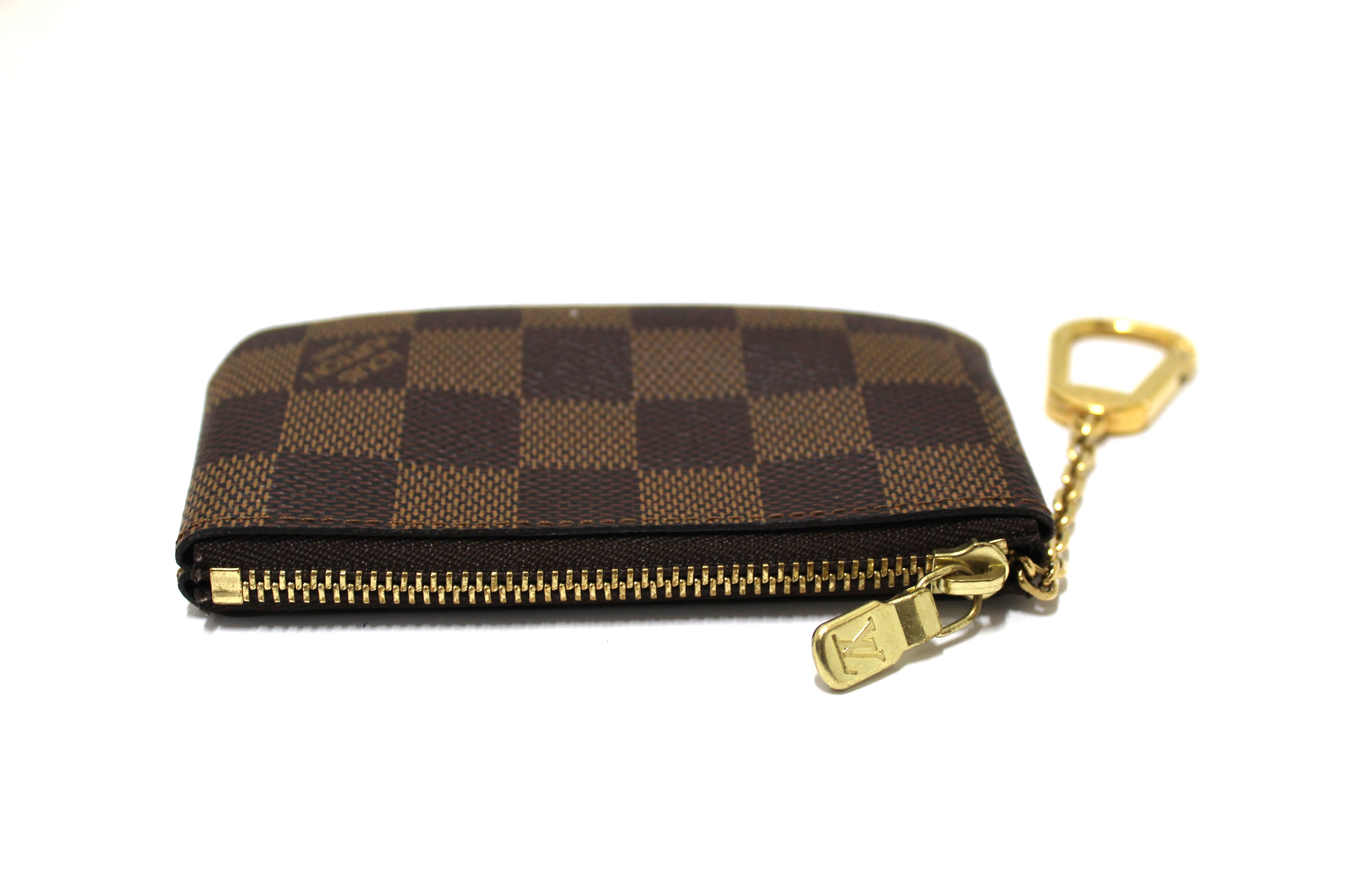 Authentic Louis Vuitton Damier Ebene Canvas Key Coin Pouch