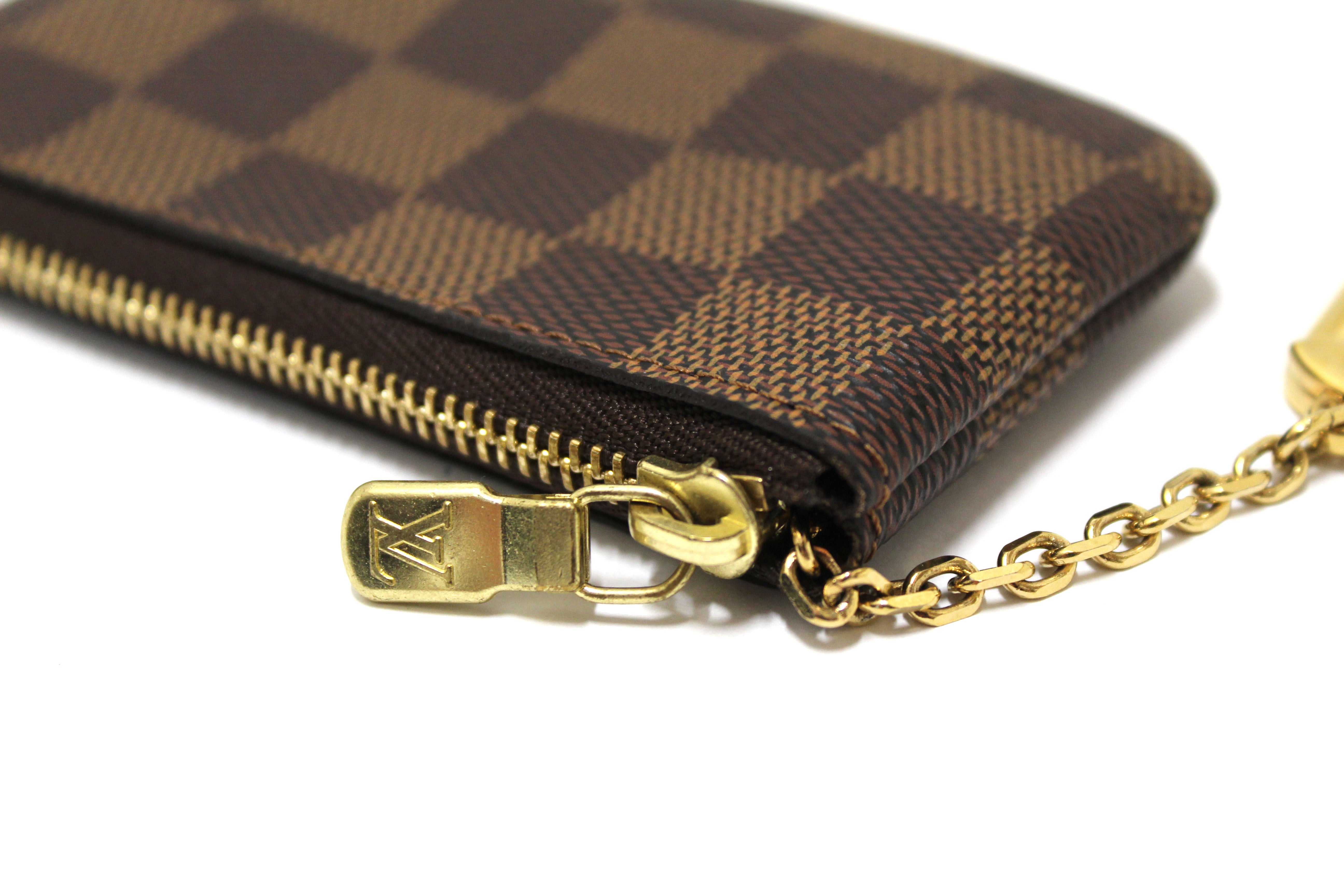 Authentic Louis Vuitton Damier Ebene Canvas Key Coin Pouch