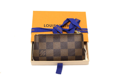 Authentic Louis Vuitton Damier Ebene Canvas Key Coin Pouch