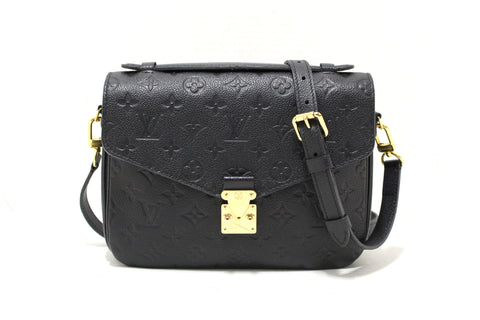 Authentic Louis Vuitton Black Monogram Empreinte Leather Metis Pochette Messenger Bag