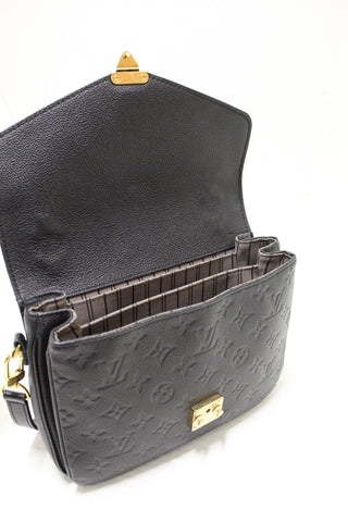 Authentic Louis Vuitton Black Monogram Empreinte Leather Metis Pochette Messenger Bag
