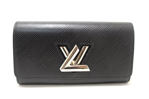 Authentic Louis Vuitton Black Epi Leather Twist Sarah Long Wallet