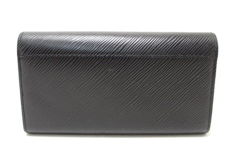 Authentic Louis Vuitton Black Epi Leather Twist Sarah Long Wallet