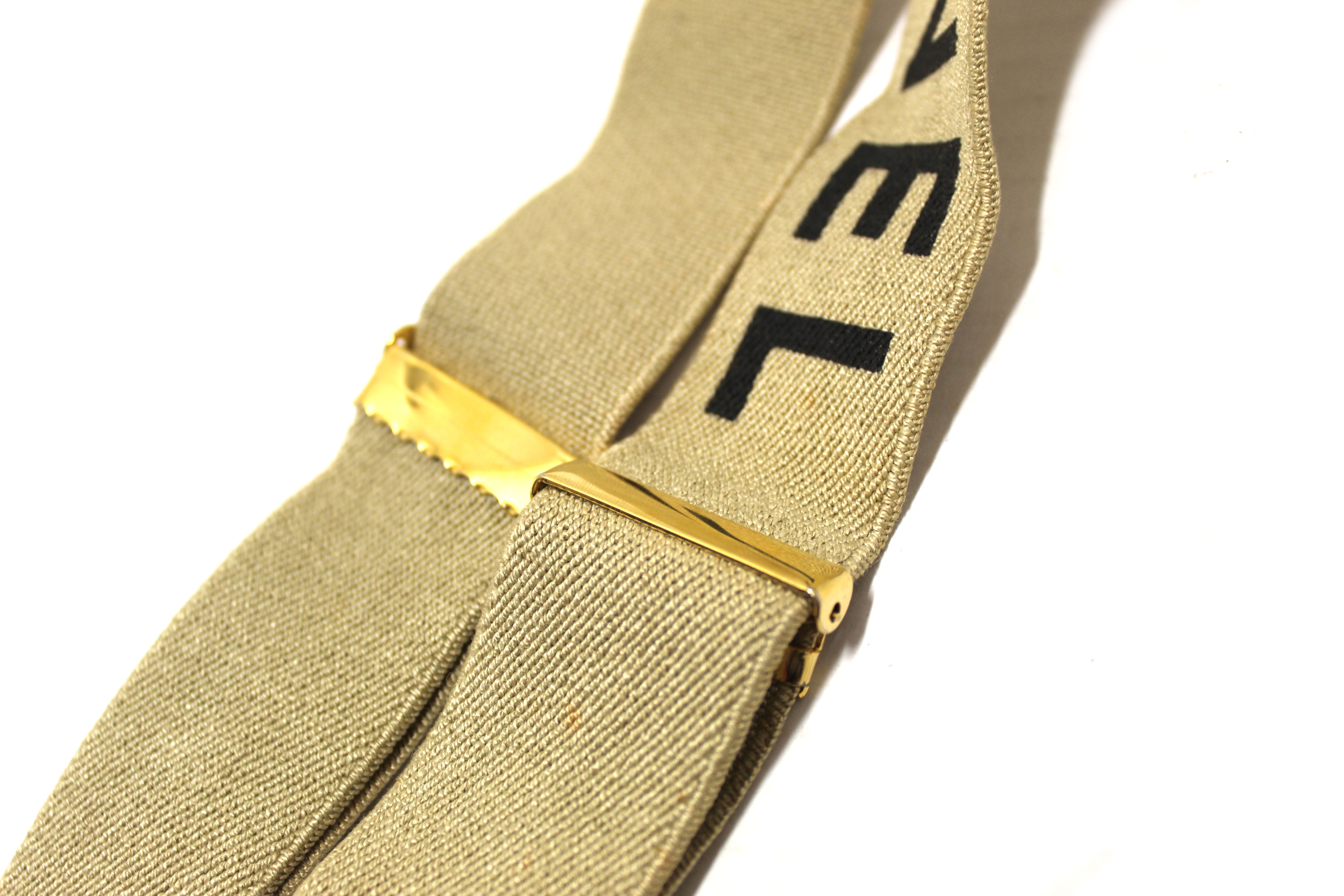 Authentic Chanel Classic Rare Black and Beige Vintage Logo Suspenders Belt