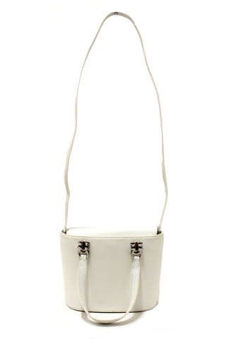 Authentic Salvatore Ferragamo Vintage White Cowhide Leather Bucket bag
