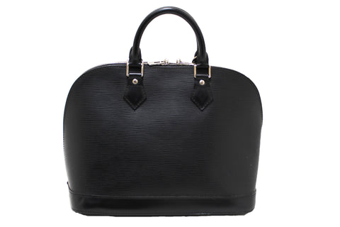 Authentic Louis Vuitton Black Epi Leather Alma PM Hand Bag
