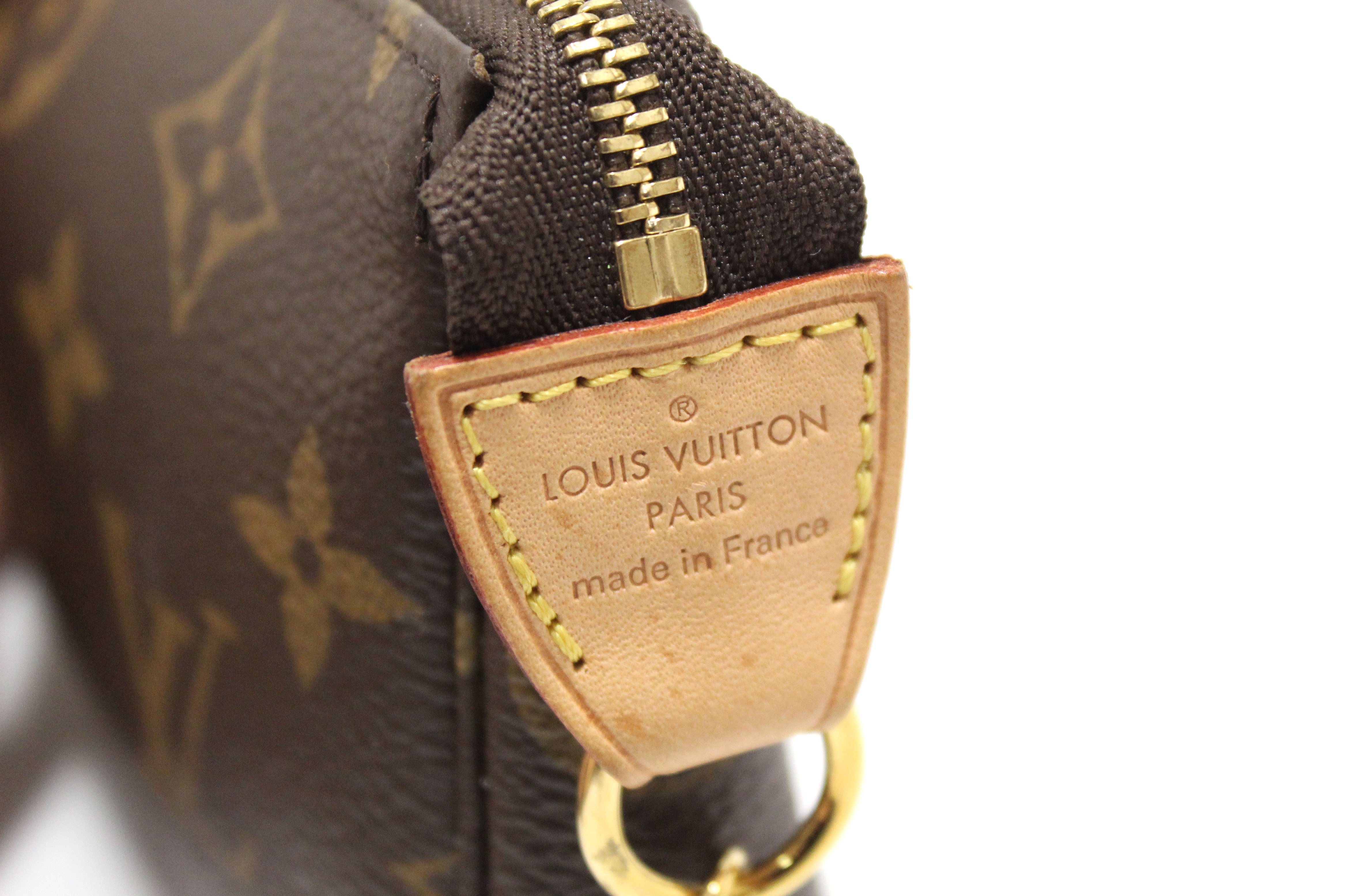 Authentic Louis Vuitton Classic Monogram Canvas Mini Pochette Clutch Bag