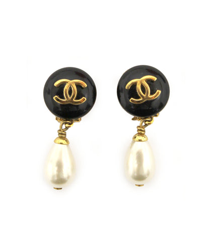 Authentic Chanel Vintage Classic CC with Pearl Drop Clip on Earrings