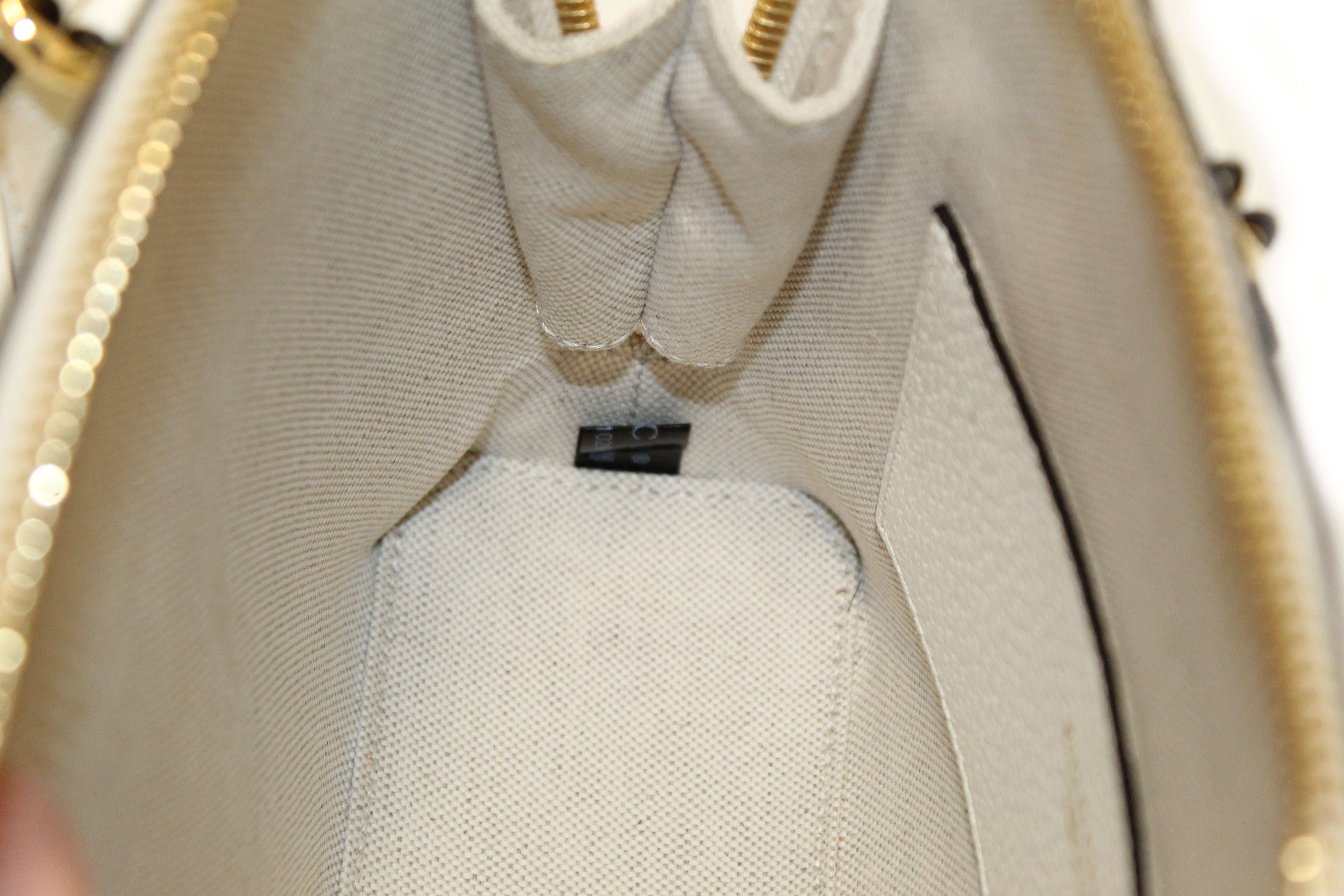 Authentic Limited Edition Adidas x Gucci Horsebit 1955 Mini Top Handle White Leather Bag