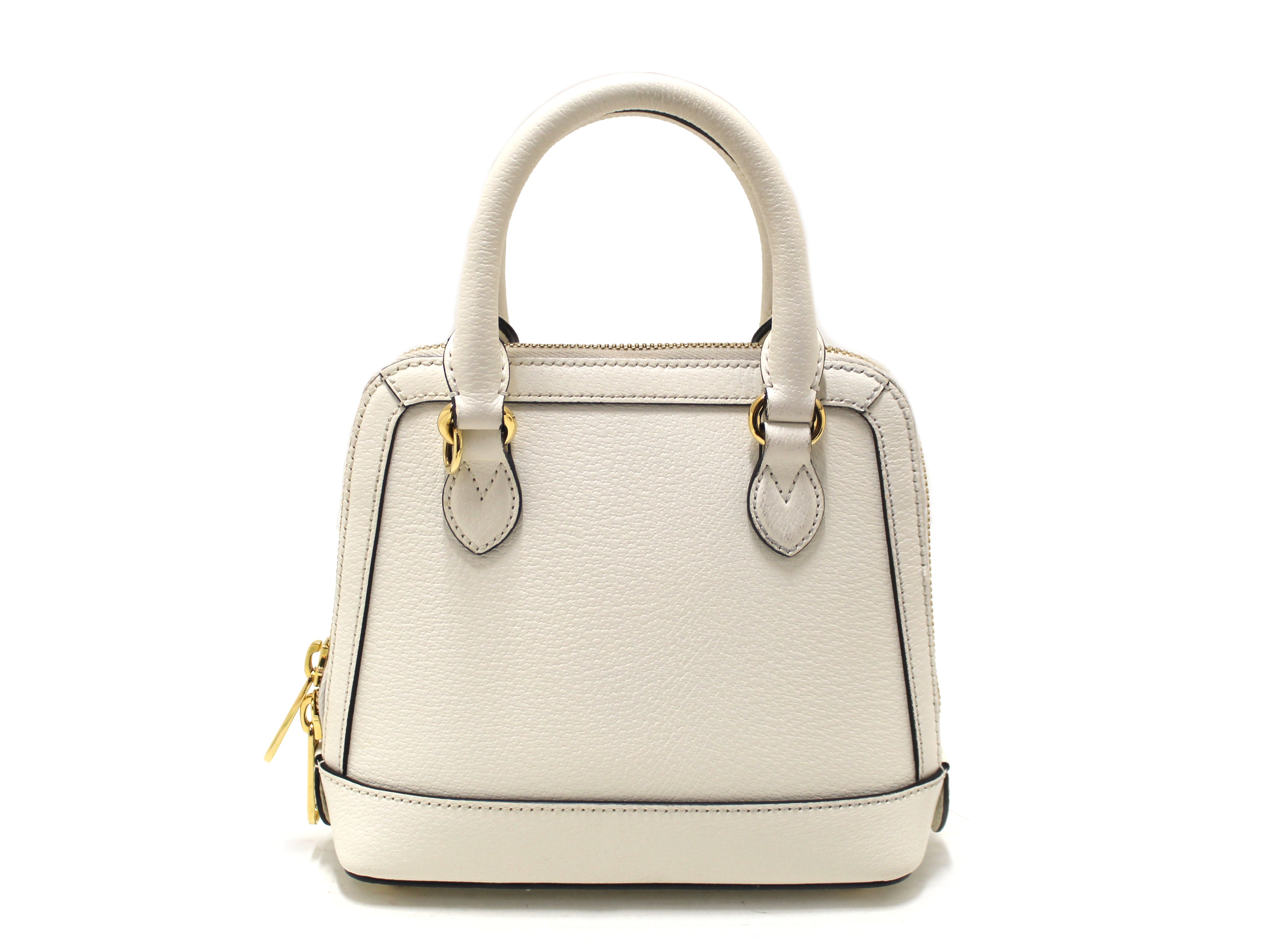 Authentic Limited Edition Adidas x Gucci Horsebit 1955 Mini Top Handle White Leather Bag