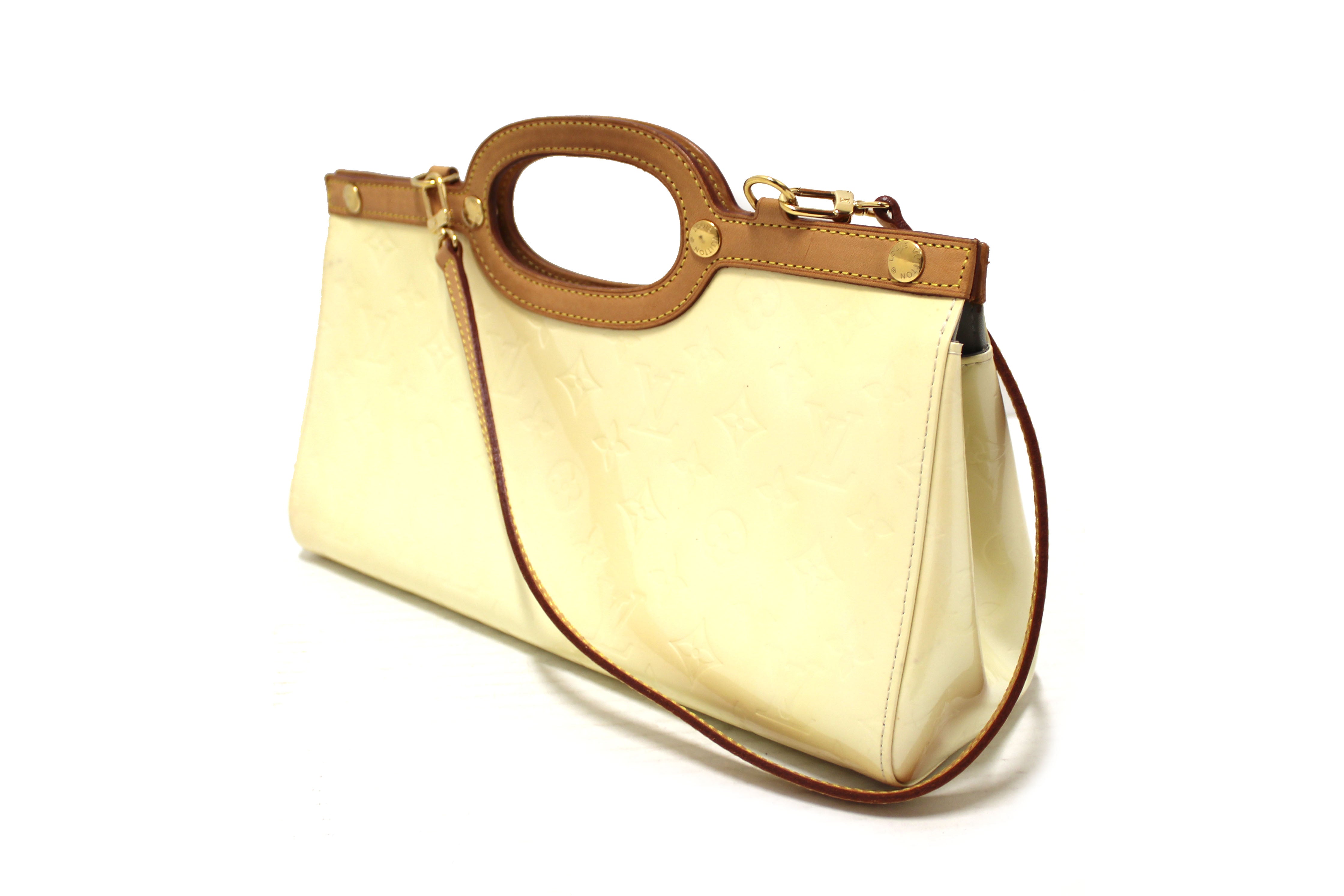 Authentic Louis Vuitton Yellow Monogram Vernis Leather Roxbury Drive Bag