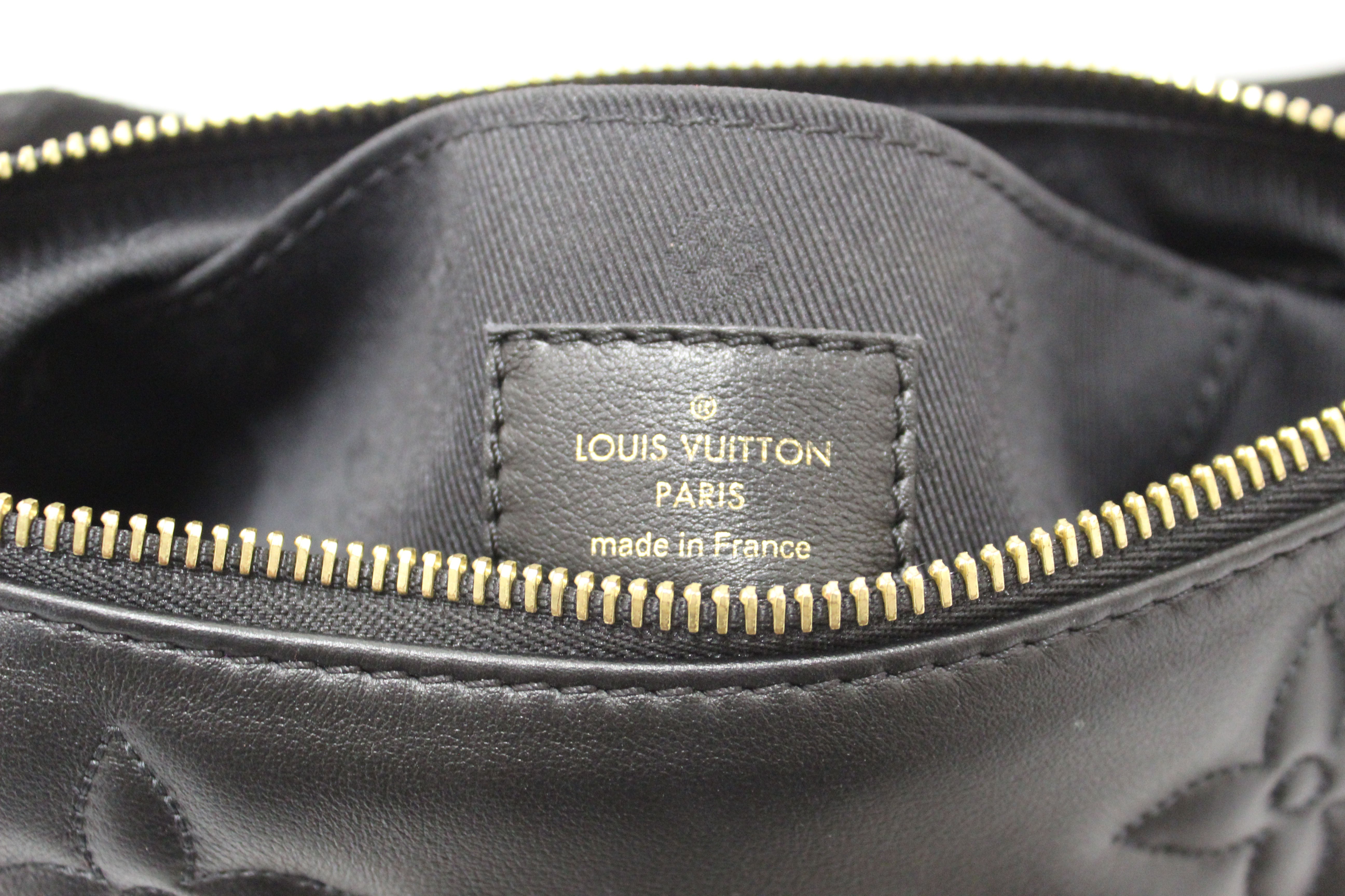 Authentic Louis Vuitton Black Bubblegram Leather Over the Moon Bag