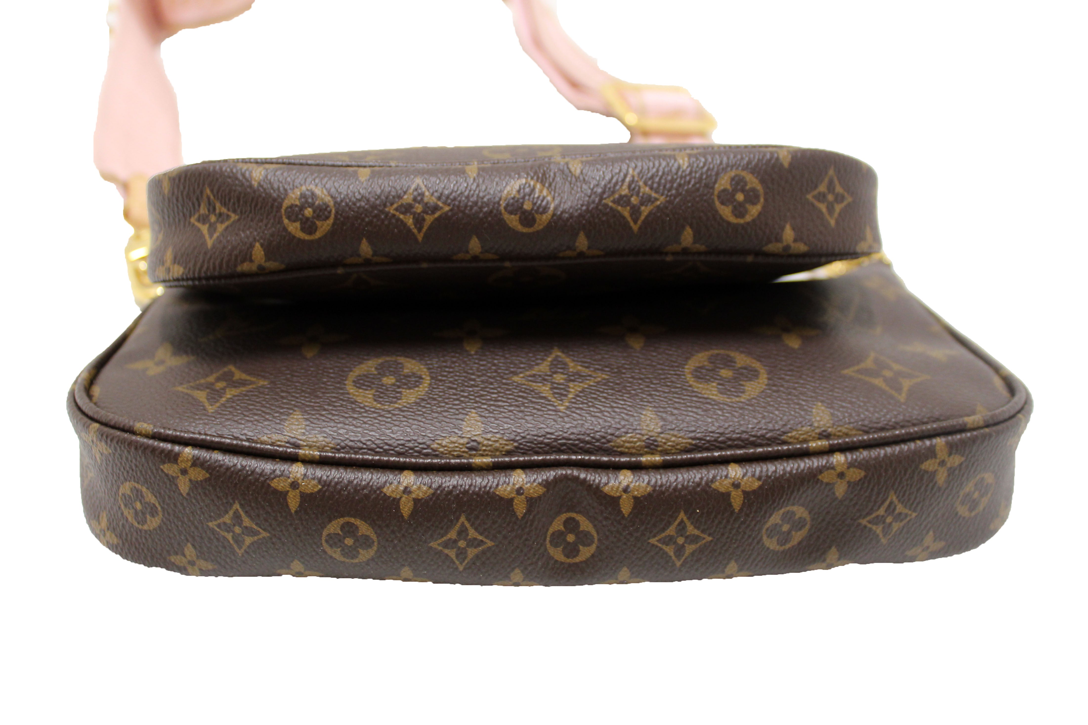Authentic Louis Vuitton Classic Monogram Light Pink Strap Multi-Pochette Accessoires Bag