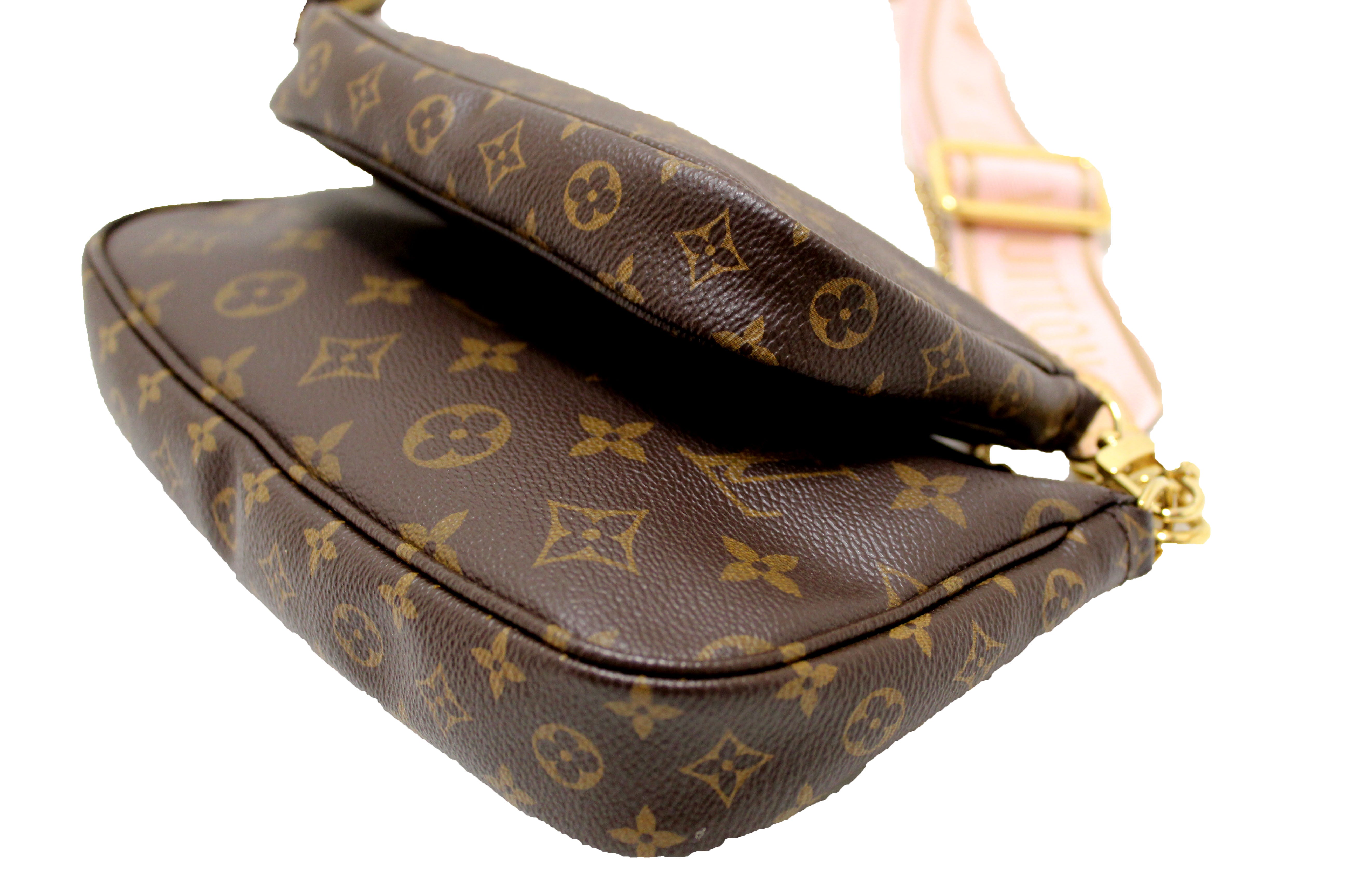 Authentic Louis Vuitton Classic Monogram Light Pink Strap Multi-Pochette Accessoires Bag