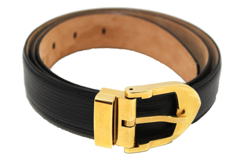 Authentic Louis Vuitton Black Epi Leather Ceinture Gold Buckle Belt Size 38