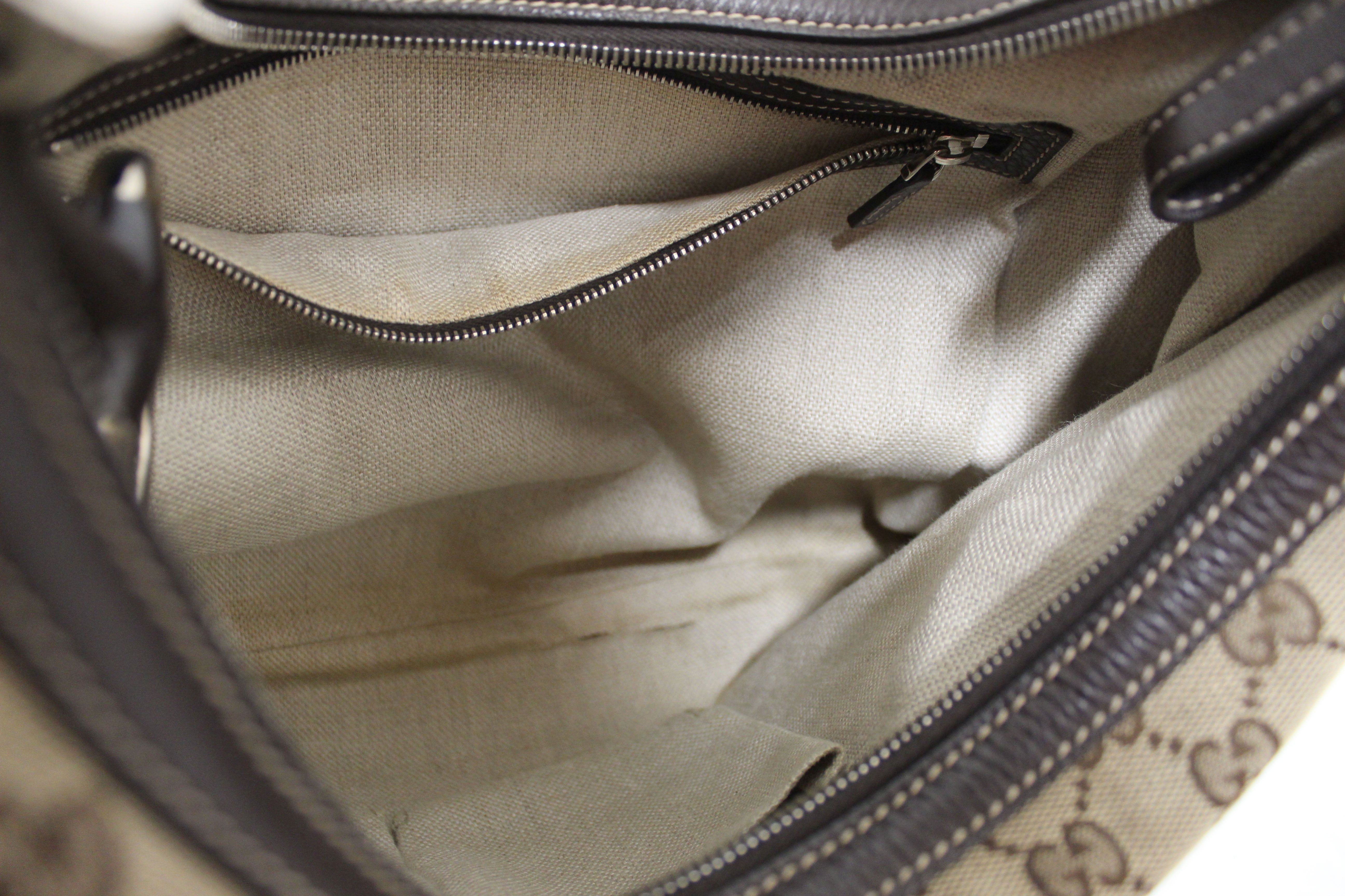 Authentic Gucci Brown GG Canvas Icon Bit Medium Hobo Shoulder Bag