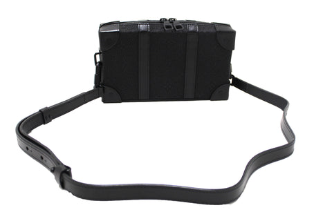 Authentic Louis Vuitton Black Taurillon Monogram Leather Soft Trunk Wallet with Strap