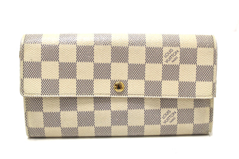 Authentic Louis Vuitton Damier Azur Canvas Sarah Long Wallet
