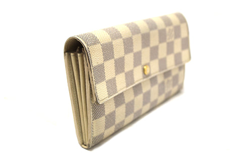 Authentic Louis Vuitton Damier Azur Canvas Sarah Long Wallet