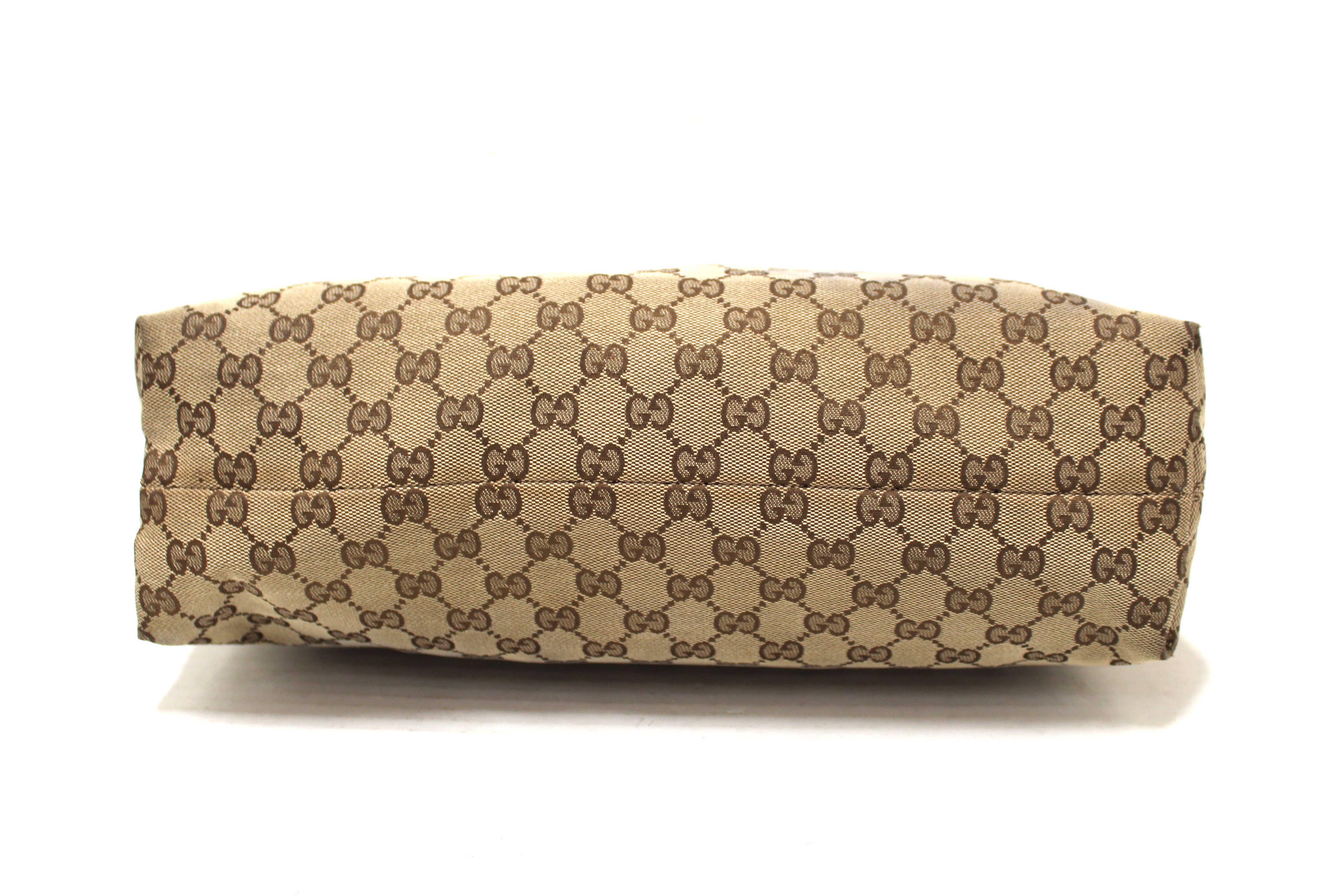 Authentic Gucci Brown GG Canvas Icon Bit Medium Hobo Shoulder Bag