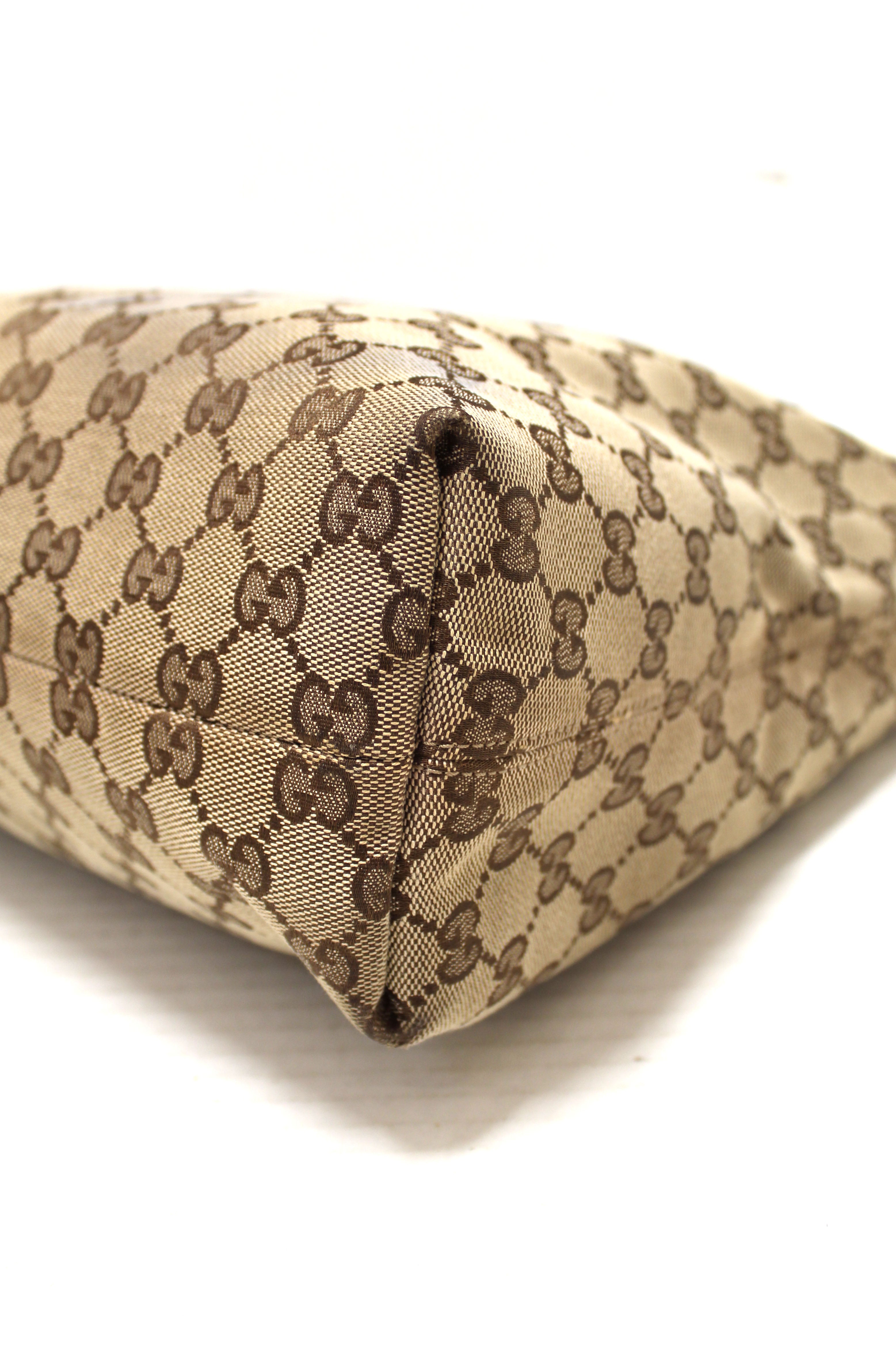 Authentic Gucci Brown GG Canvas Icon Bit Medium Hobo Shoulder Bag