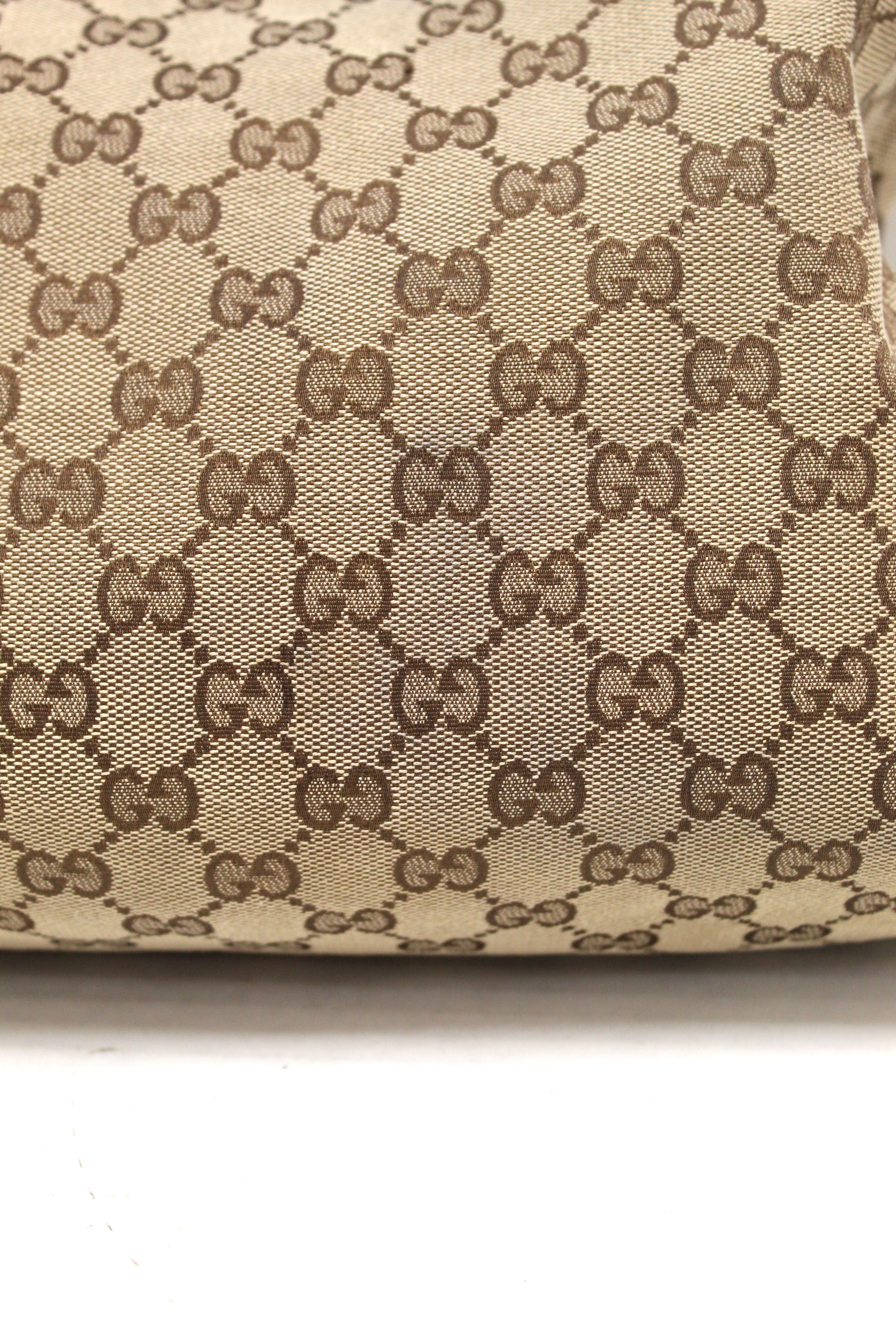 Authentic Gucci Brown GG Canvas Icon Bit Medium Hobo Shoulder Bag