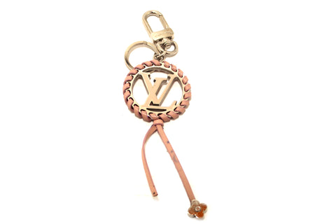 Authentic Louis Vuitton Silver Pink Very Key Ring & Bag Charm