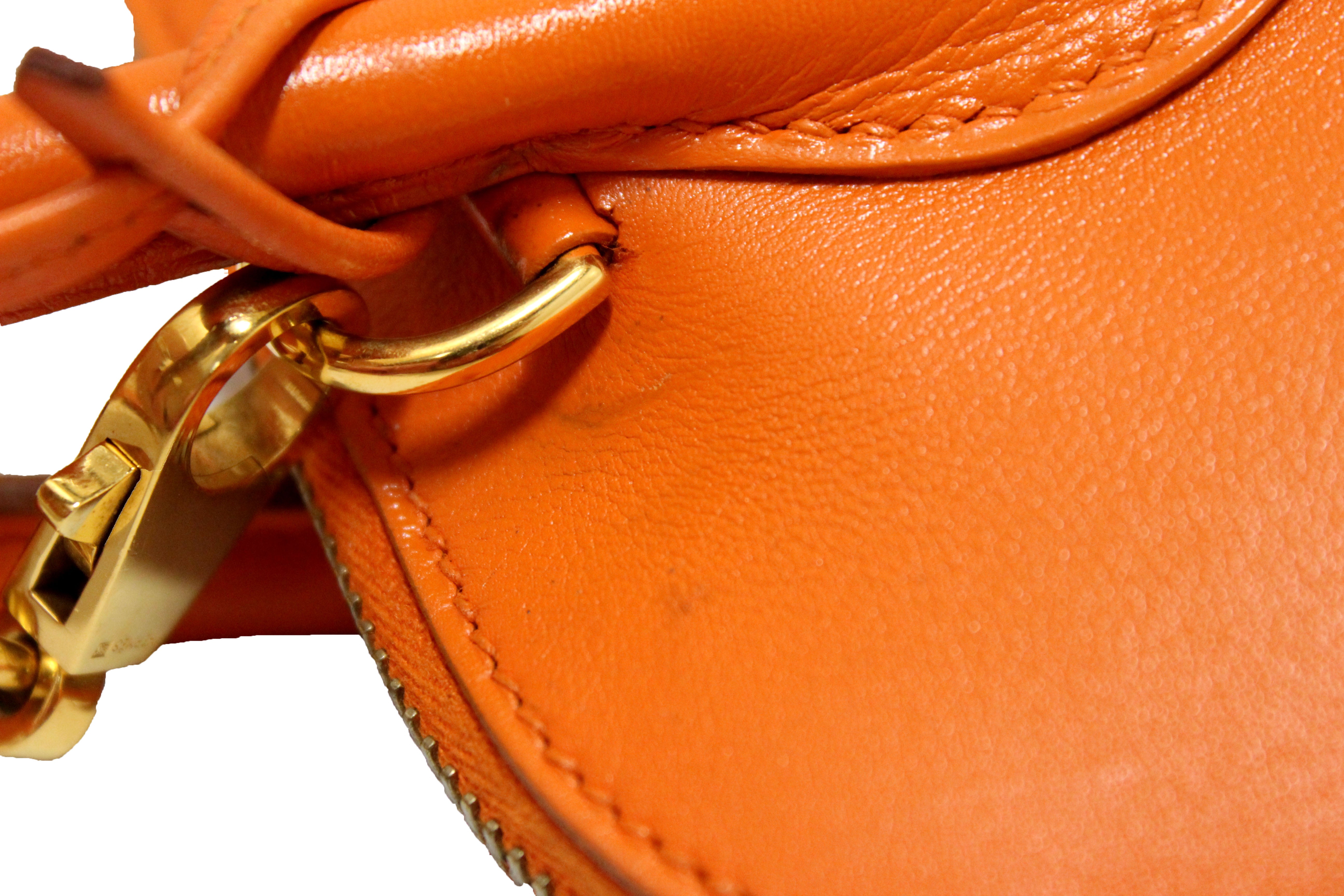 Authentic Hermes Orange Bolide 31 Box Calf Leather Handbag/Shoulder Bag