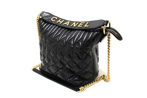 Authentic Chanel Black Quilted Calfskin Leather State of The Art Hobo Bag