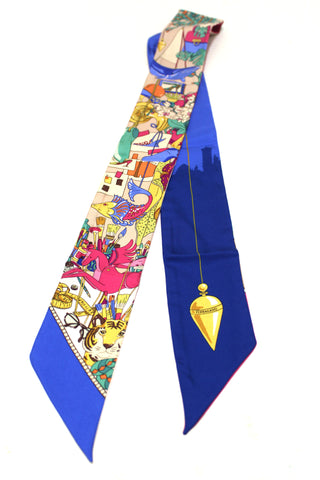 Authentic Salvatore Ferragamo Silk Multicolor Studio Print Twilly