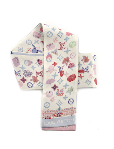 Authentic Louis Vuitton Blue White Monogram Summer Winter Bandeau