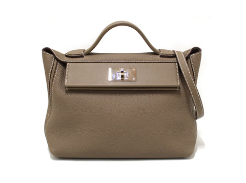 Authentic Hermes Etoupe Togo Swift 24/24 29 Bag