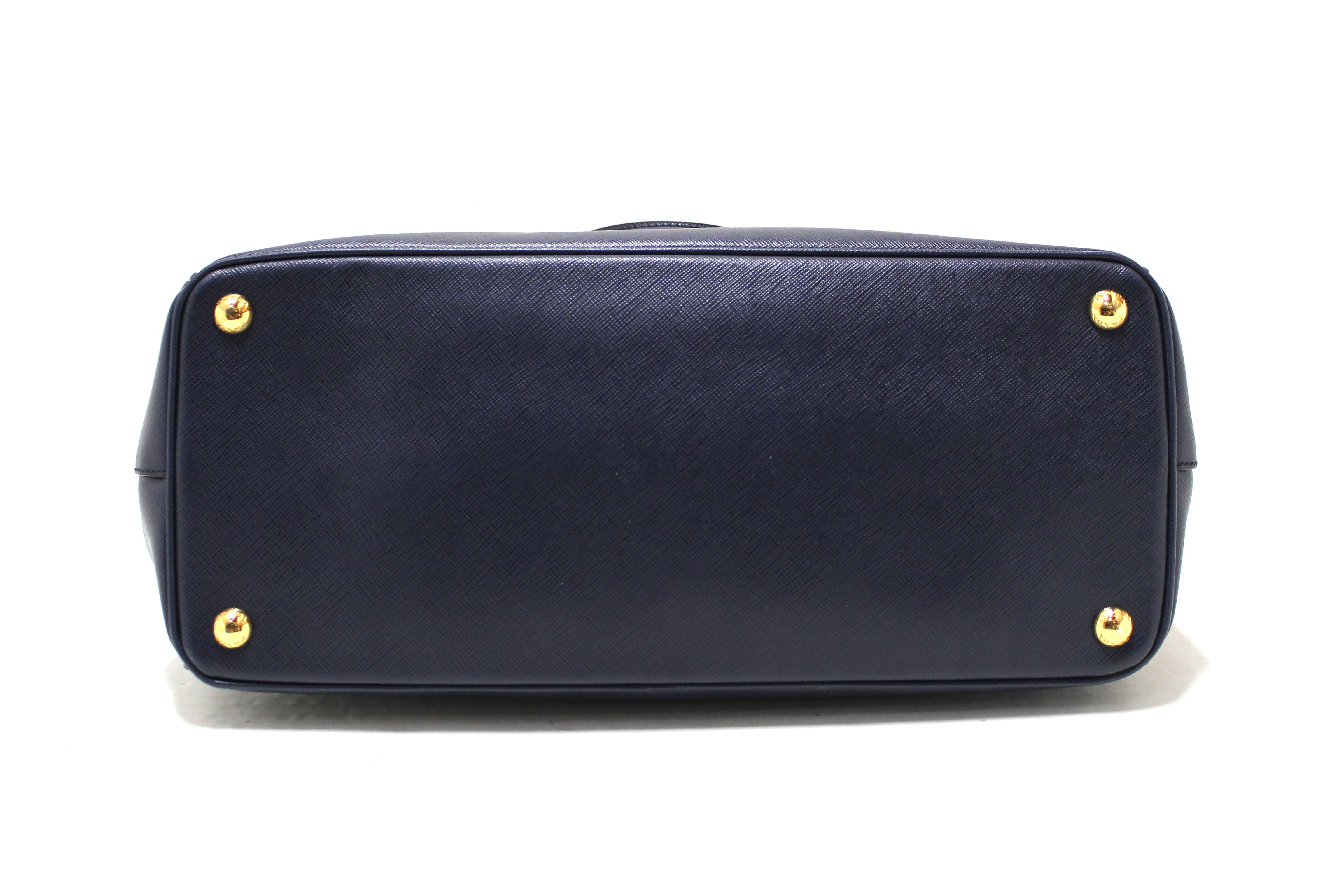 Authentic Prada Navy Blue Saffiano Lux Leather Galleria Large Tote Bag