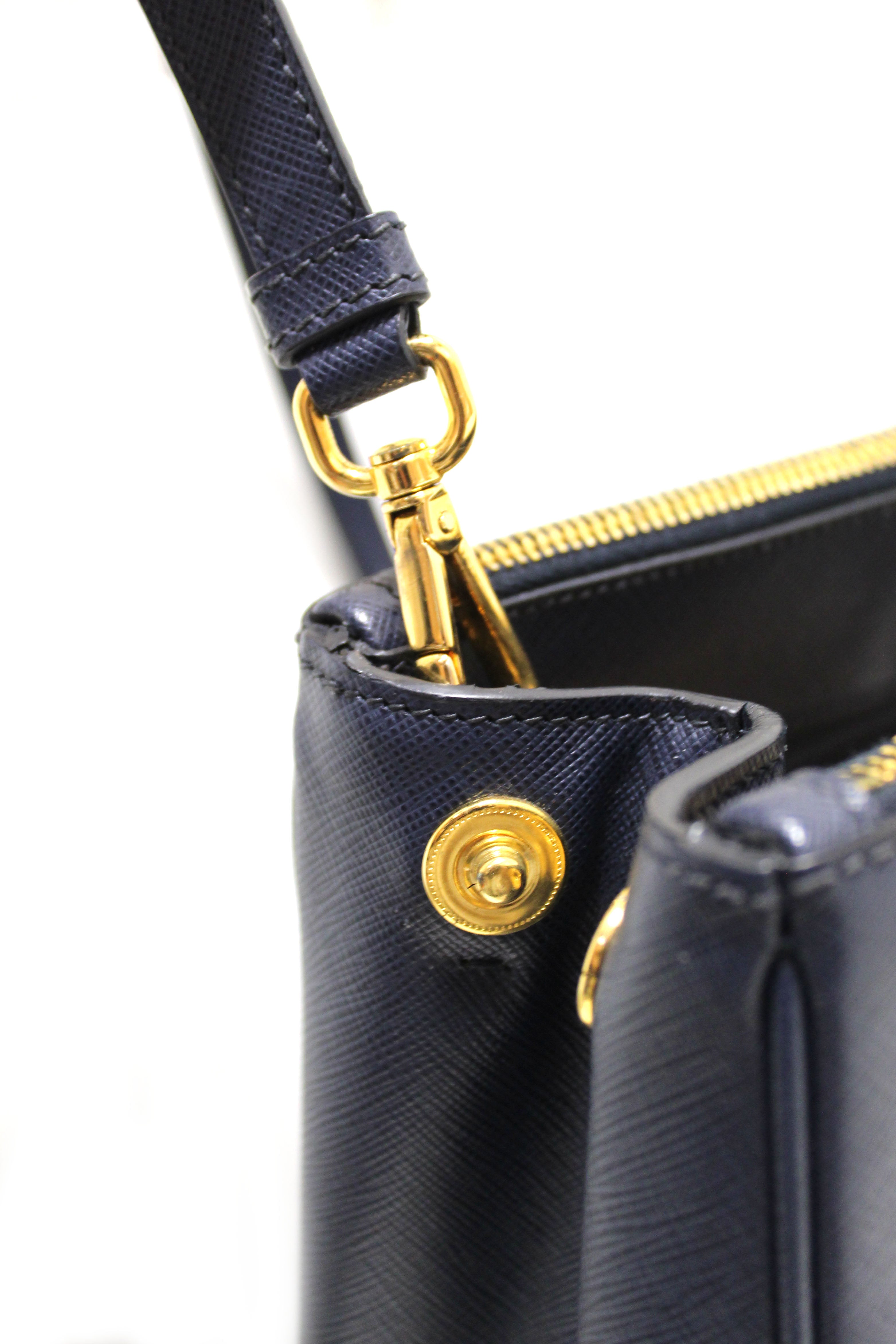 Authentic Prada Navy Blue Saffiano Lux Leather Galleria Large Tote Bag