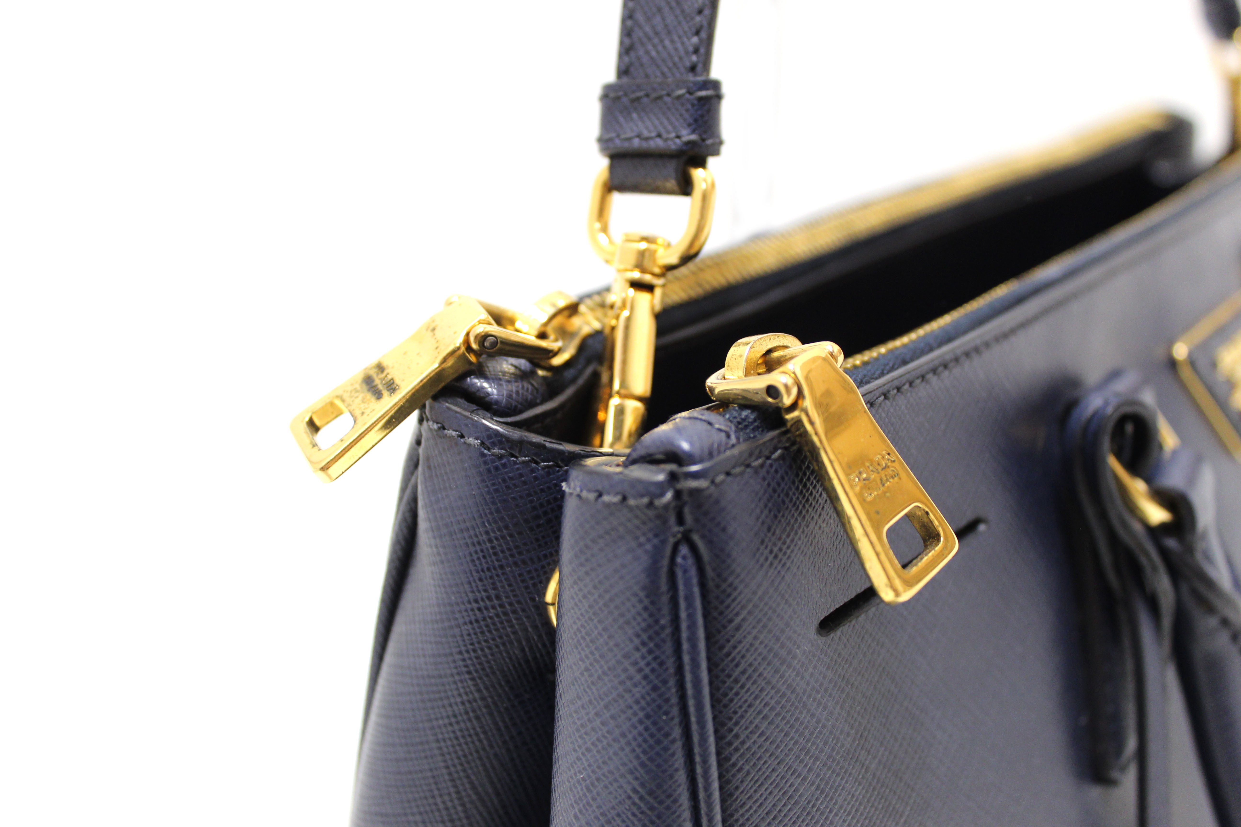 Authentic Prada Navy Blue Saffiano Lux Leather Galleria Large Tote Bag