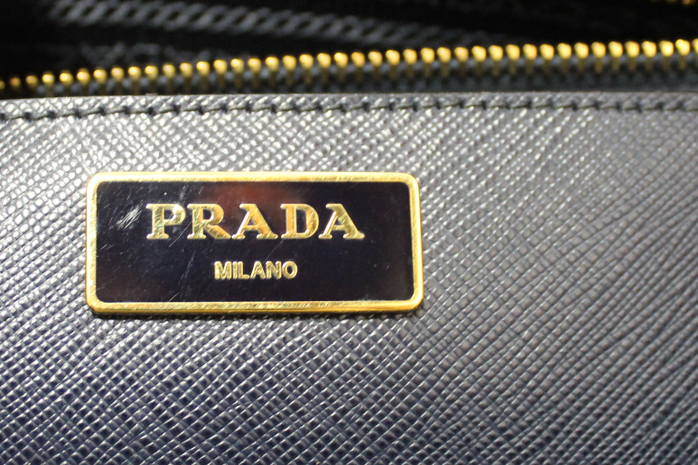 Authentic Prada Navy Blue Saffiano Lux Leather Galleria Large Tote Bag
